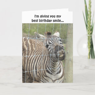 Smiling Zebra Birthday Card