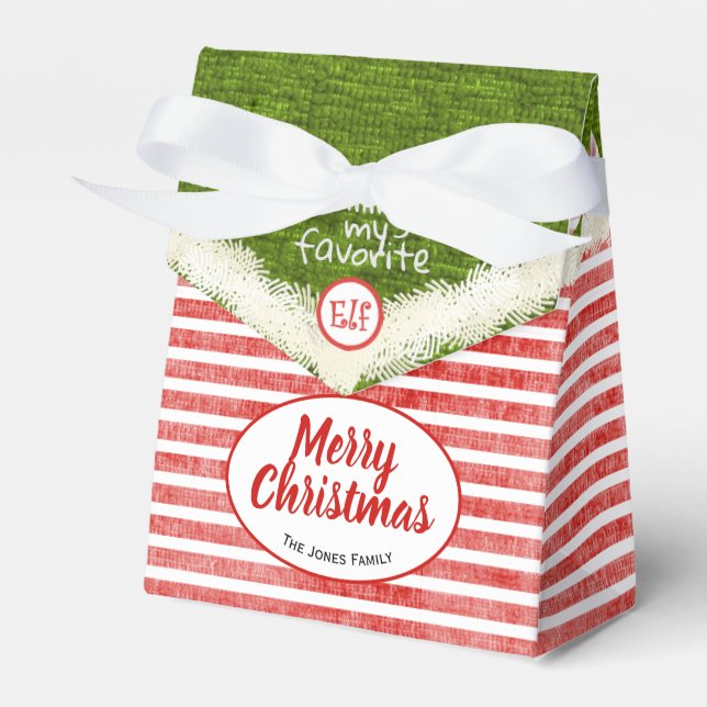 "Smiling's my favourite" Christmas Elf Fun Quote Favor Box (Front Side)
