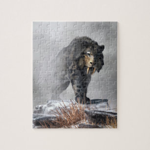 Smilodon Fatalis in Winter Jigsaw Puzzle