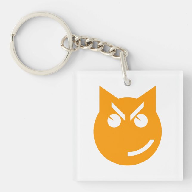 Smirking Emoji Cat Keychain (Front)