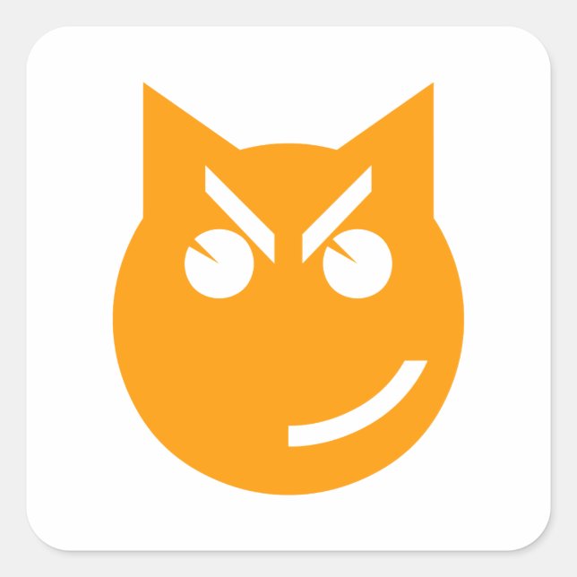 Smirking Emoji Cat Square Sticker (Front)
