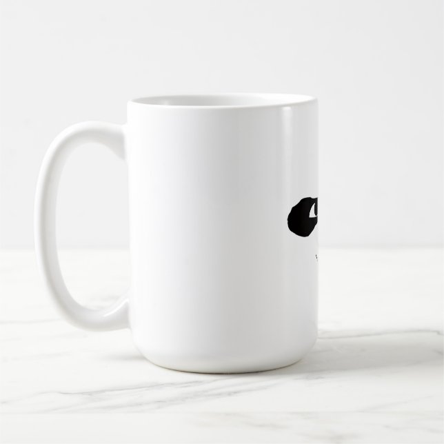Smirking Panda Face Black & White Graphic Mug (Left)