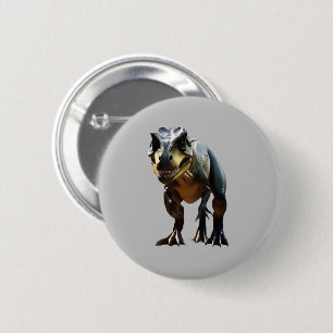 Smirking Scary T-Rex Dinosaur, 2 Inch Round Button