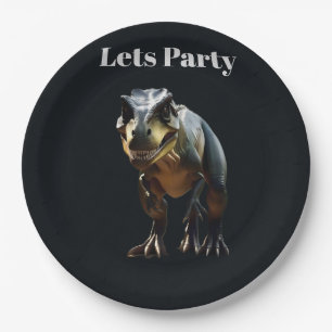 Smirking Scary T-Rex Dinosaur, Paper Plate