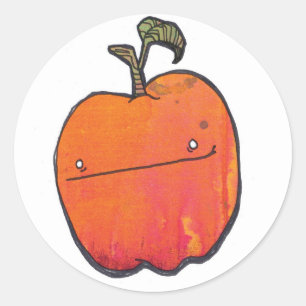 smirky apple classic round sticker