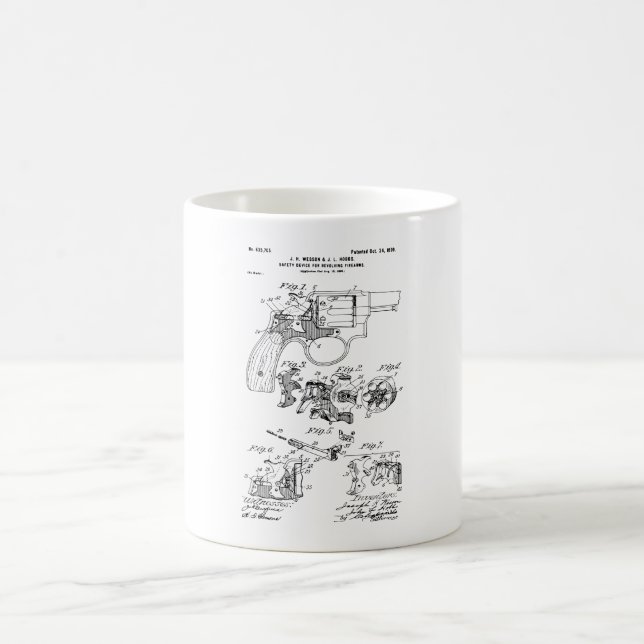 Smith and Wesson Hammerless Pistol 1898 Patent Coffee Mug (Center)