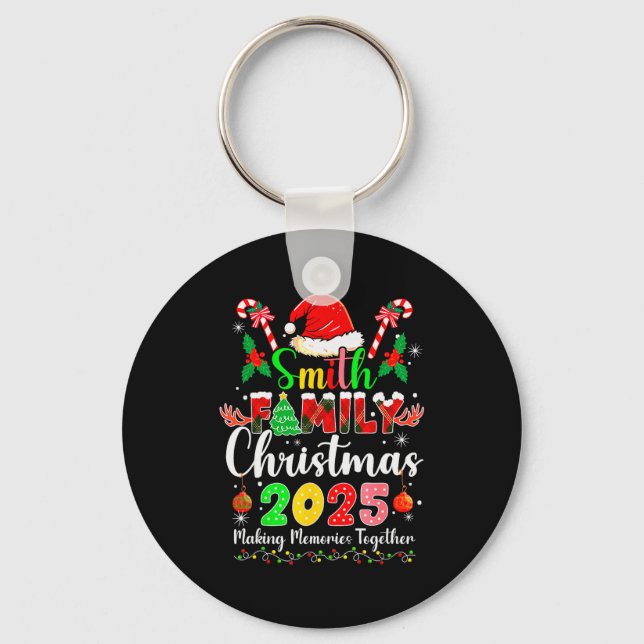 Smith Family Christmas 2025 Matching Santa Hat Xma Keychain (Front)