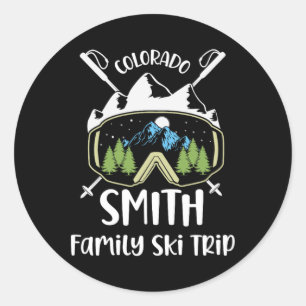 Smith Family Ski Trip Skiing Googles Vacation Matc Classic Round Sticker
