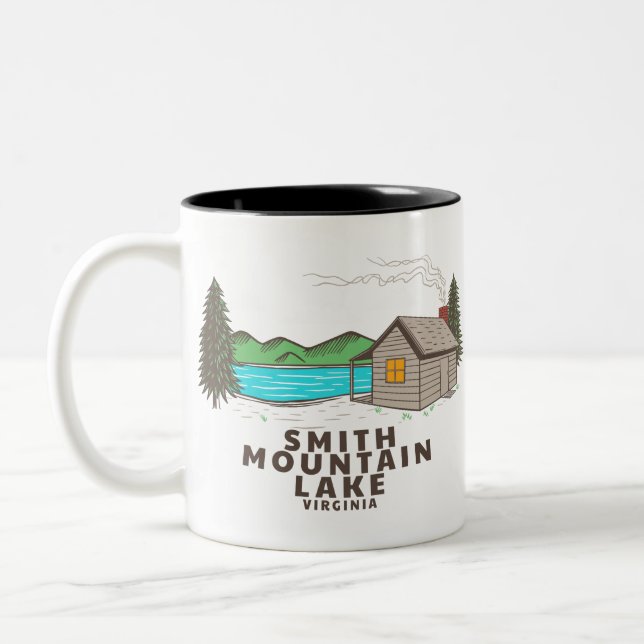 Smith Mountain Lake Cabin Two-Tone Coffee Mug (Left)