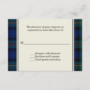 Smith Plaid Custom Wedding RSVP Card