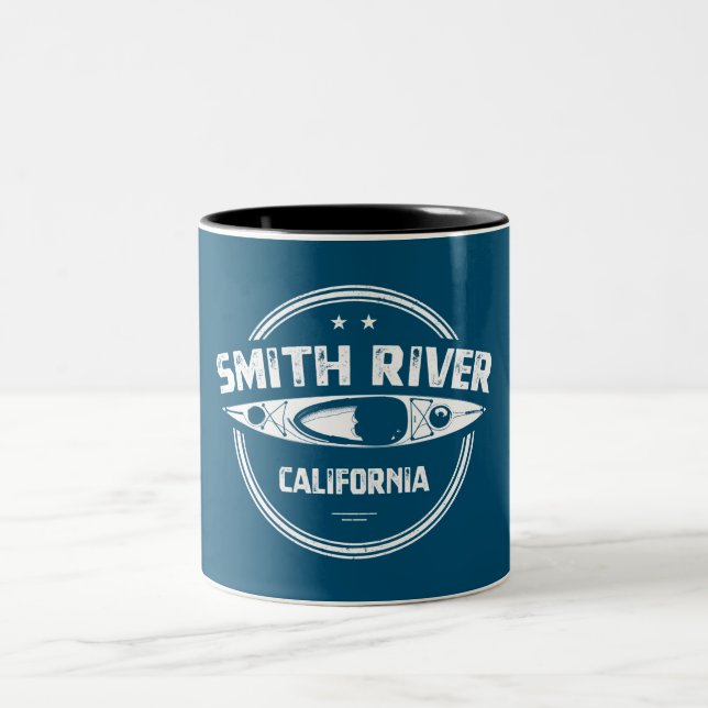 Smith River California Kayaking Two-Tone Coffee Mug (Center)
