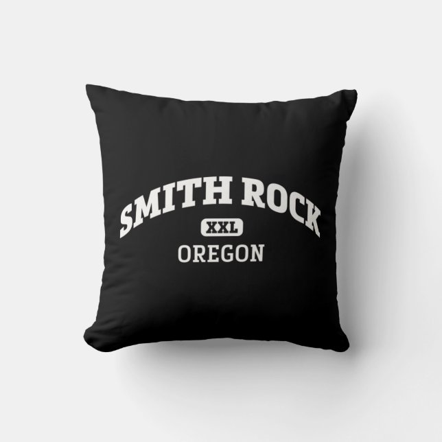 Smith Rock College Style Rock Climbing Area Design Throw Pillow (Front)