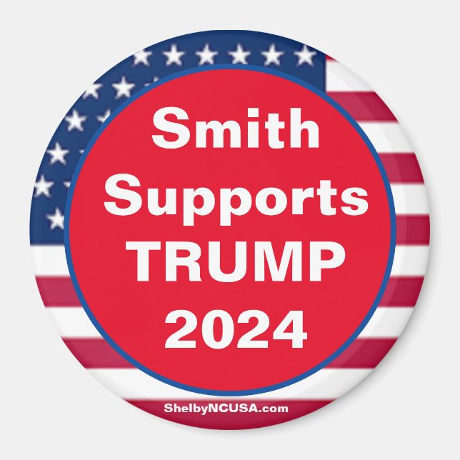 Smith soutient TRUMP 2024 Red Patriotic Magnet (Devant)