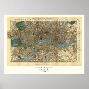 Smith's new map of London 1860 Poster
