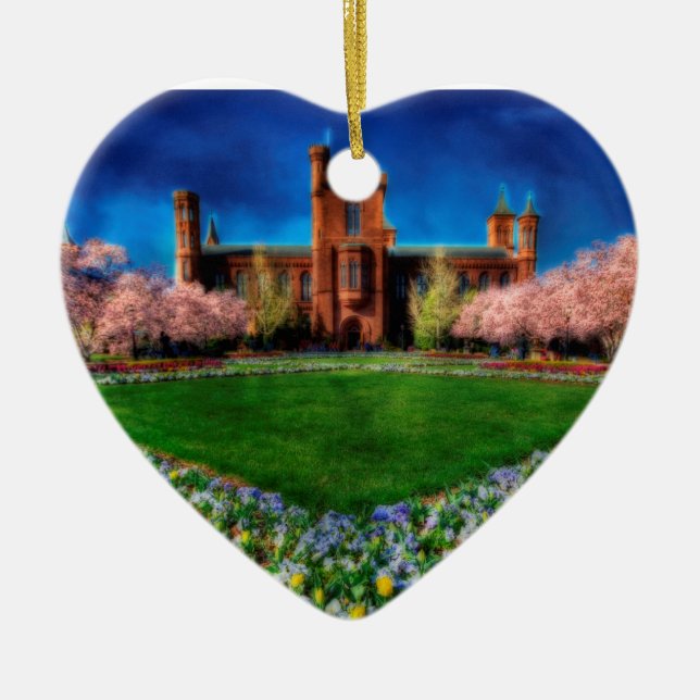 Smithsonian Castle Garden Cherry Blossoms Ceramic Ornament (Front)