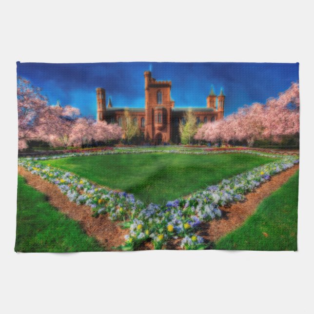 Smithsonian Castle Garden Cherry Blossoms Kitchen Towel (Horizontal)
