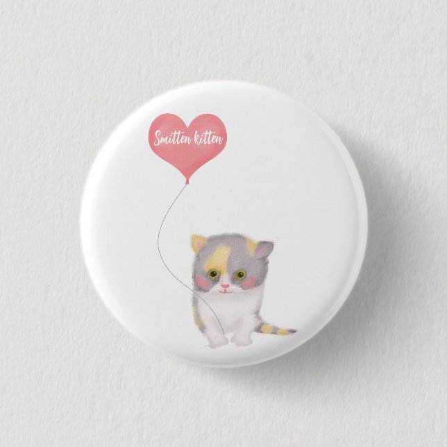 Smitten Kitten Valentine's Day badge 1 Inch Round Button (Front)