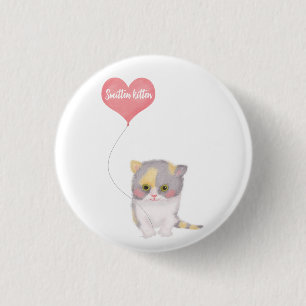Smitten Kitten Valentine's Day badge 1 Inch Round Button