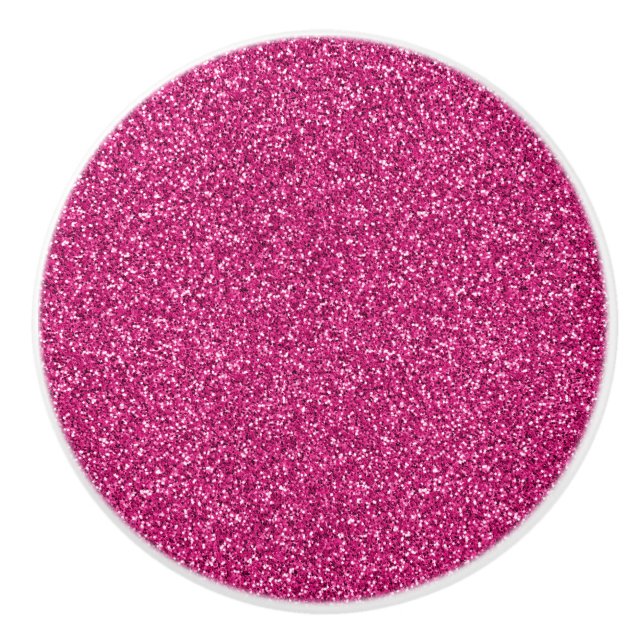 Smitten Pink Glitter Ceramic Knob (Front)