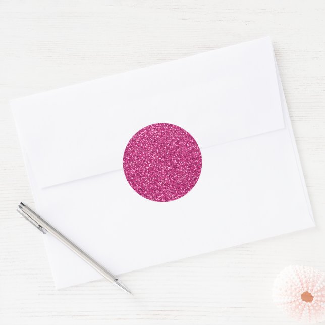 Smitten Pink Glitter Classic Round Sticker (Envelope)
