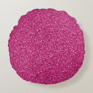 Smitten Pink Glitter Round Pillow
