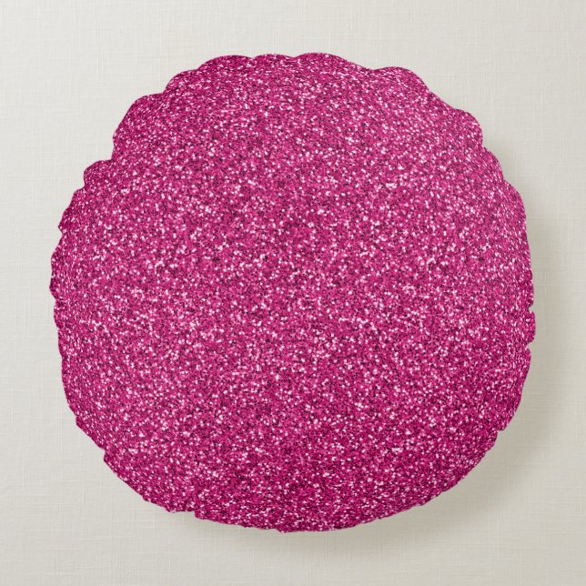 Smitten Pink Glitter Round Pillow (Front)