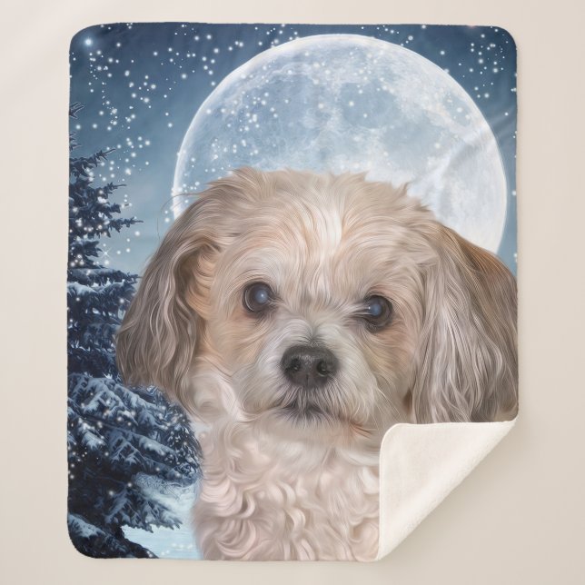 Smitty Winter Moon Sherpa Blanket (Front)