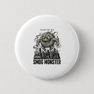 Smog Monster Shirt Vintage Engraving Eco Warning A 2 Inch Round Button