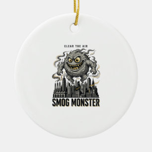 Smog Monster Shirt Vintage Engraving Eco Warning A Ceramic Ornament