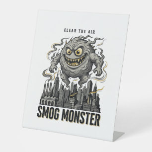 Smog Monster Shirt Vintage Engraving Eco Warning A Pedestal Sign