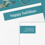 Smoke Blue | Dusky Moody Christmas Return Address Wrap Around Label<br><div class="desc">Simple, stylish "happy holidays" quote wrap around address label with modern typography in white on a smoke blue background in a minimalist 'scandi' scandinavian design style. The label can be easily personalized with your own greeting, return name and address to make a truly bespoke christmas holiday label for the festive...</div>
