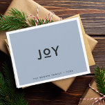 Smoke Blue Joy | Minimalist Modern Christmas Holiday Card<br><div class="desc">Simple, stylish, trendy "joy" folded holiday card with modern minimalist typography in black on a pastel smoke blue background framed by a simple white border. The name and year can be easily customized for a personal touch. A quirky, minimal christmas card to stand out from the crowd! #christmas #card #blue...</div>