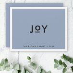 Smoke Blue Joy | Minimalist Modern Christmas Holiday Card<br><div class="desc">Simple, stylish, trendy "joy" flat holiday card with modern minimalist typography in black on a pastel smoke blue background framed by a simple white border. The name and year can be easily customized for a personal touch. A quirky, minimal christmas card to stand out from the crowd! #christmas #card #blue...</div>