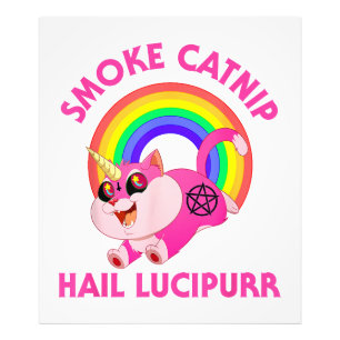 Smoke Catnip Hail Lucipurr, Funny Satan Cat Unicor Photo Print