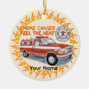 Smoke Chaser Firefighter Ceramic Ornament