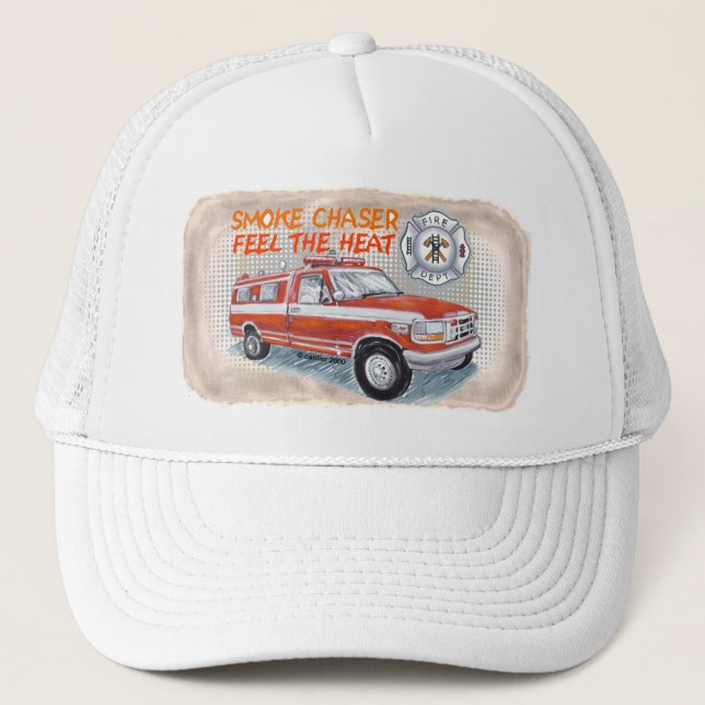 Smoke Chaser firefighter Fire Truck  Trucker Hat (Front)