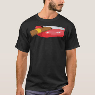 Smoke Cuban Cigar Lit Lips Smoking Graphic T-Shirt