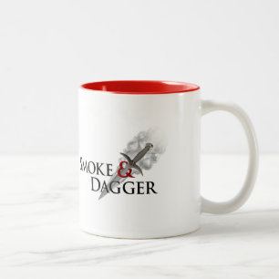 Smoke & Dagger Mug, white with red inside Two-Tone Coffee Mug