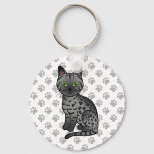 Smoke Egyptian Mau Cute Cartoon Cat Illustration Keychain