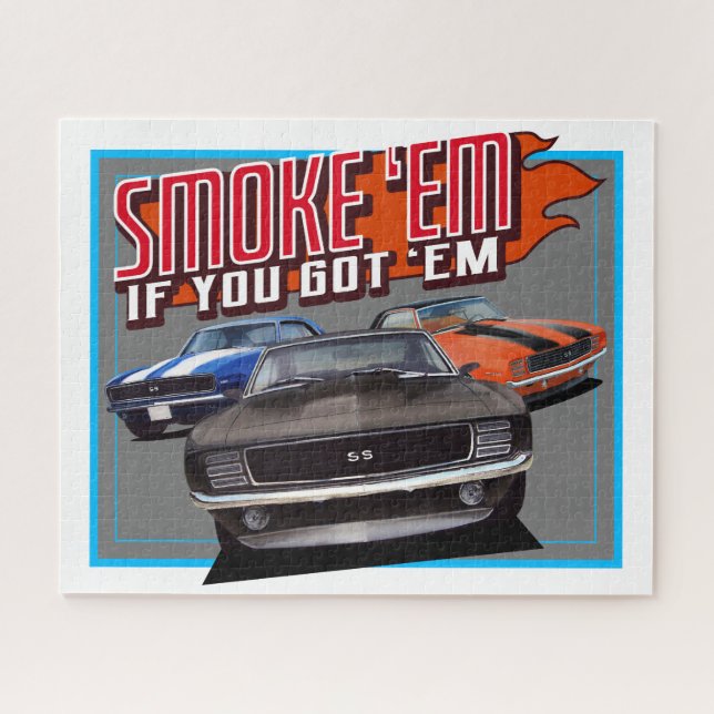 Smoke em If you Got Em Classic Muscle cars Jigsaw Puzzle (Horizontal)