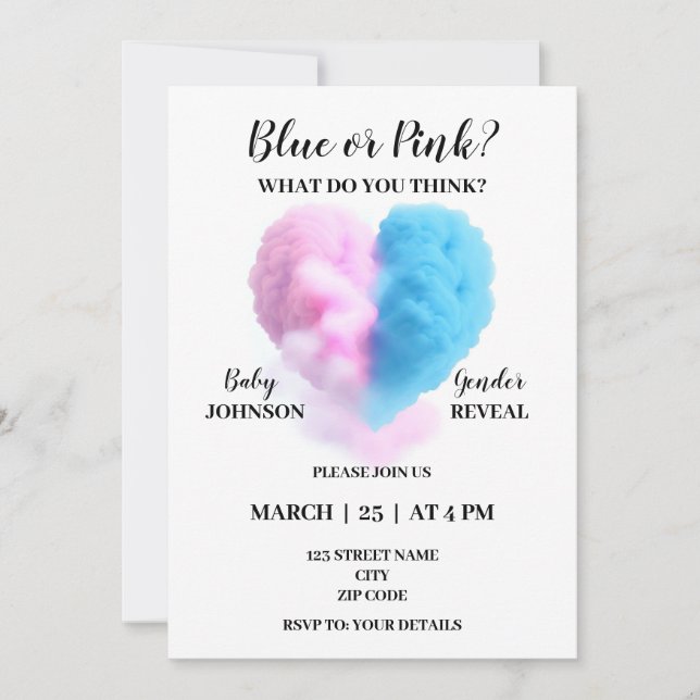 Smoke gender reveal invitation (Front)
