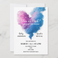 smoke heart gender reveal party invitation