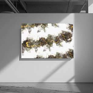 Smoke in Black grey moving up with Gold hues Canvas Print