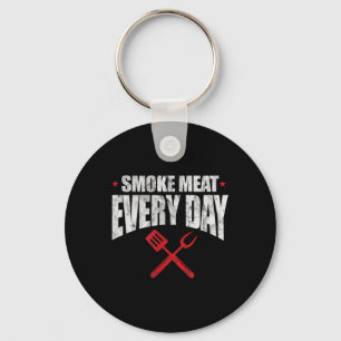 Smoke Meat Everyday Funny Bbq Grilling Grill Maste Keychain