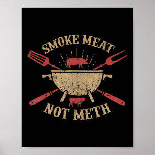 Smoke Meat Not Funny Barbecue Bbq Gifts Grilling M Poster