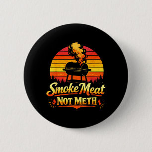 Smoke Meat Not Funny Retro Sunset BBQ Grill Humour 2 Inch Round Button
