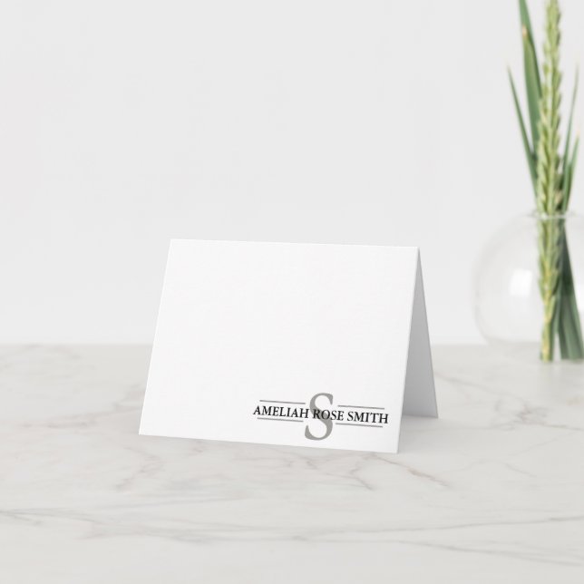 Smoke Modern Monogram  Notecards (Front)