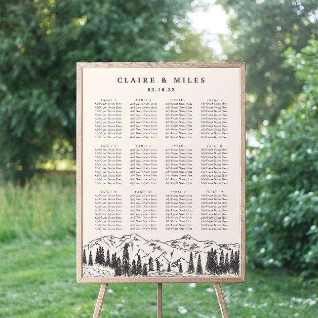 Smoke | Mountain Sketch Wedding Seating Chart (Creator Uploaded)