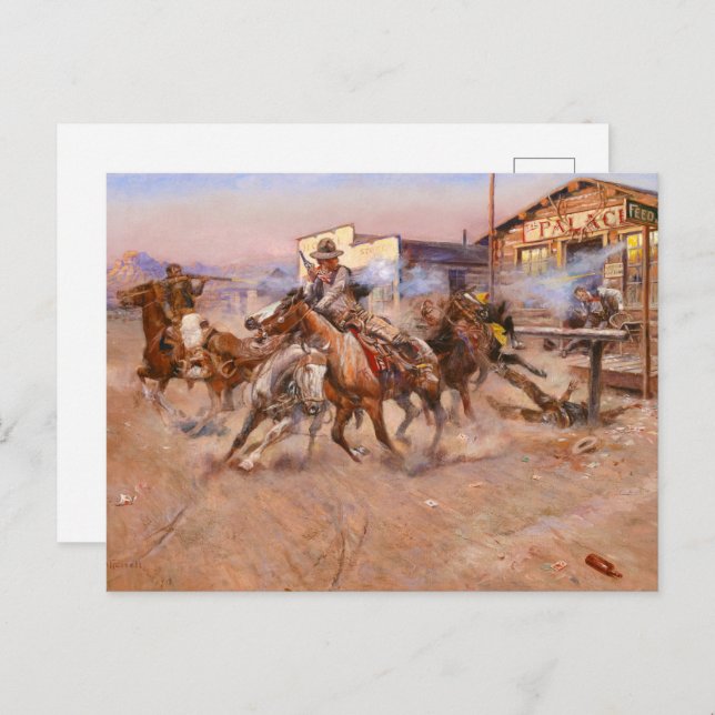 Smoke of a. 45, 1908 by Charles Marion Russell Invitation Postcard (Front/Back)