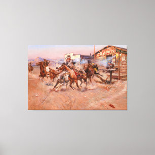 Smoke of a .45 by Charles Marion Russell (1908) Canvas Print